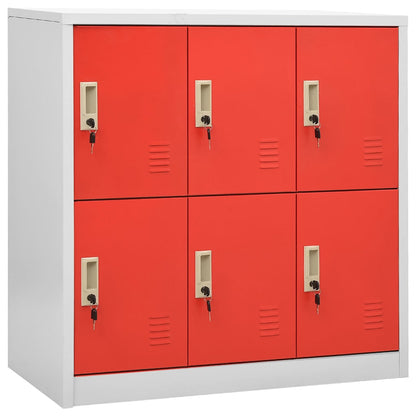 Locker Cabinets 90x45x92,5 cm Steel With 6 lockers Light grey and red