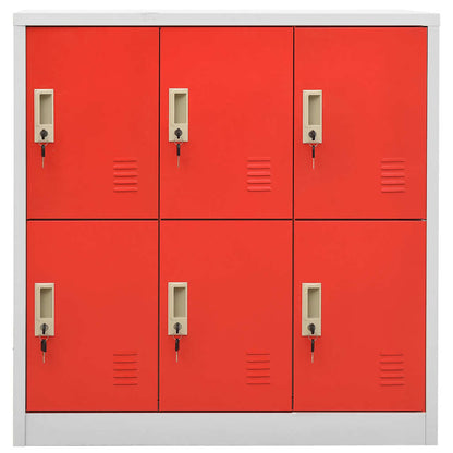 Locker Cabinets 90x45x92,5 cm Steel With 6 lockers Light grey and red