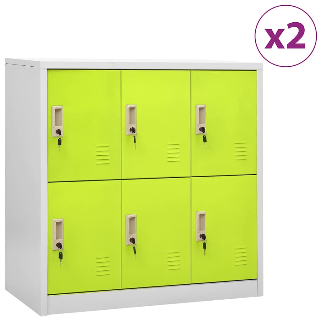Locker Cabinets 90x45x92,5 cm Steel With 6 lockers Light grey and green