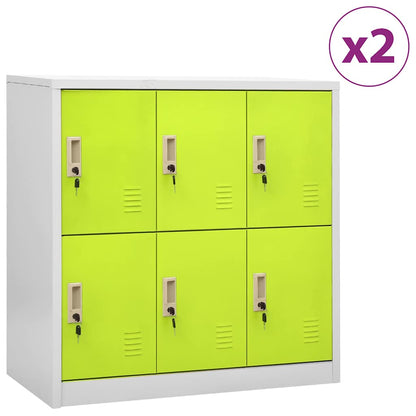 Locker Cabinets 90x45x92,5 cm Steel With 6 lockers Light grey and green