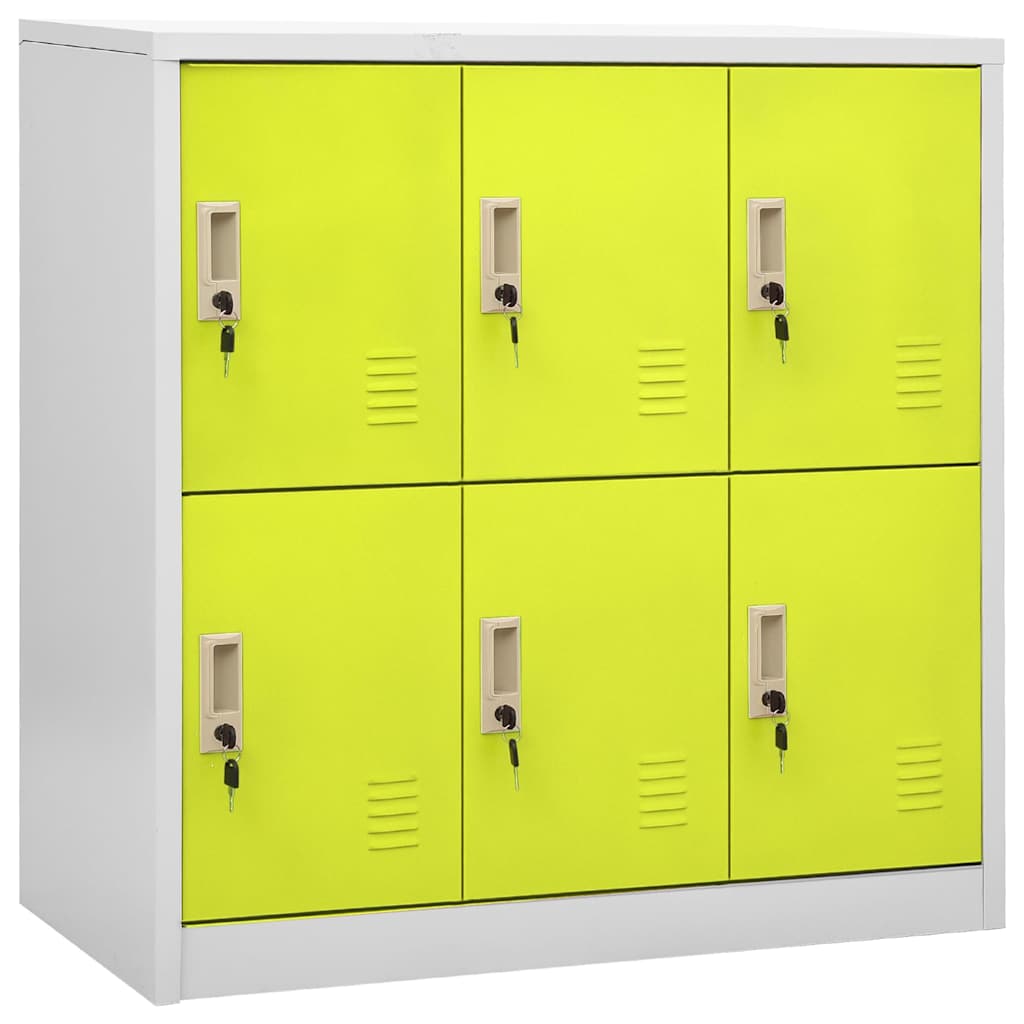 Locker Cabinets 90x45x92,5 cm Steel With 6 lockers Light grey and green