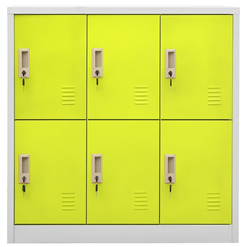 Locker Cabinets 90x45x92,5 cm Steel With 6 lockers Light grey and green