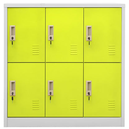 Locker Cabinets 90x45x92,5 cm Steel With 6 lockers Light grey and green