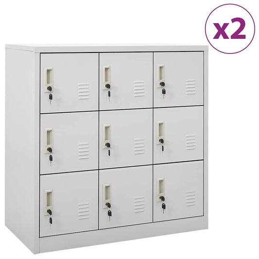 Locker Cabinets 90x45x92.5 cm Steel with 9 Lockers Light grey 2