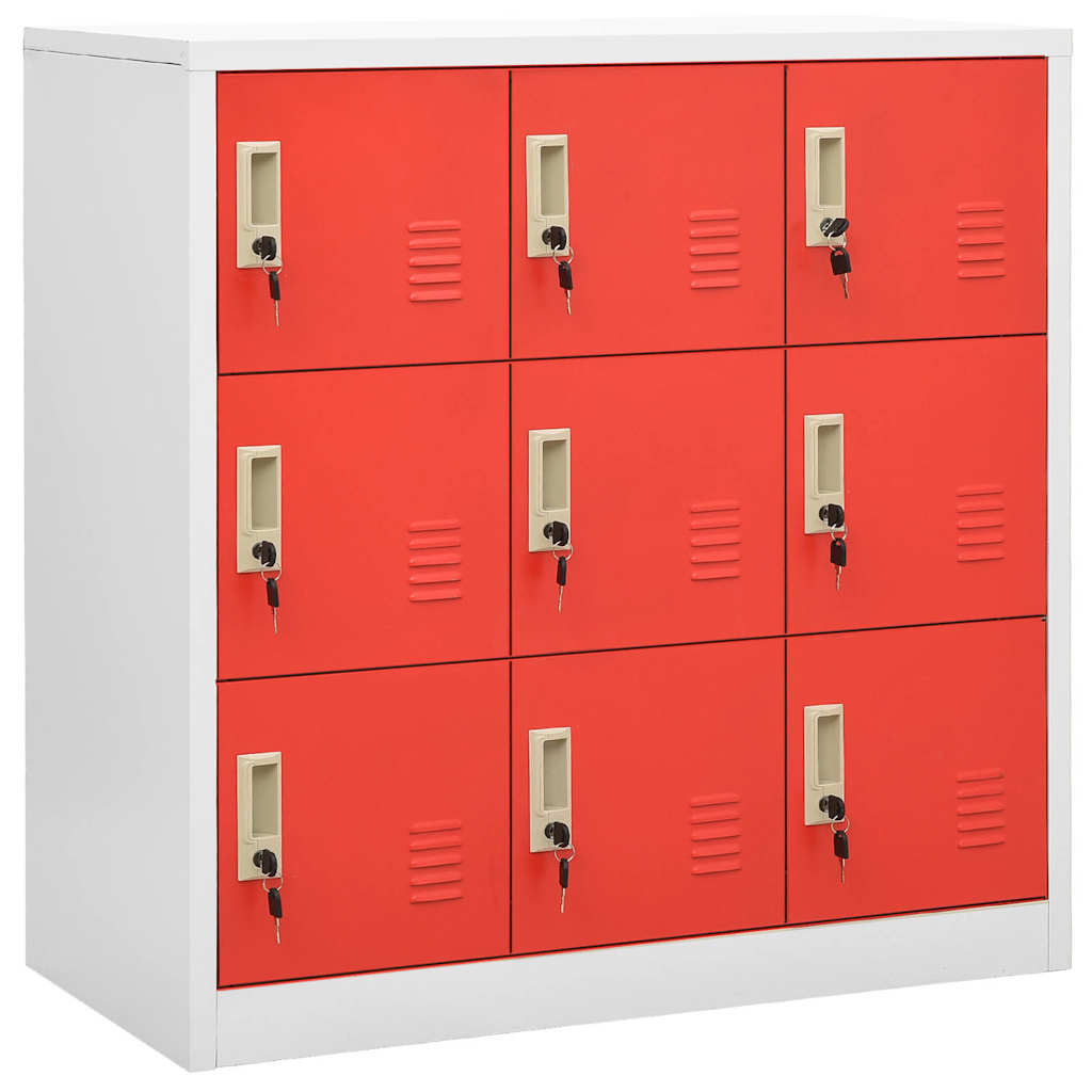 vidaXL Locker Cabinets 2 pcs Light Grey and Red 90x45x92,5 cm Steel 2