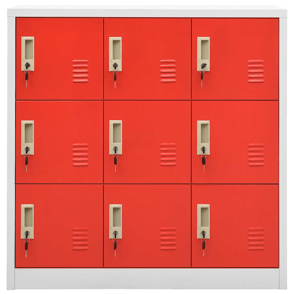 vidaXL Locker Cabinets 2 pcs Light Grey and Red 90x45x92,5 cm Steel 3
