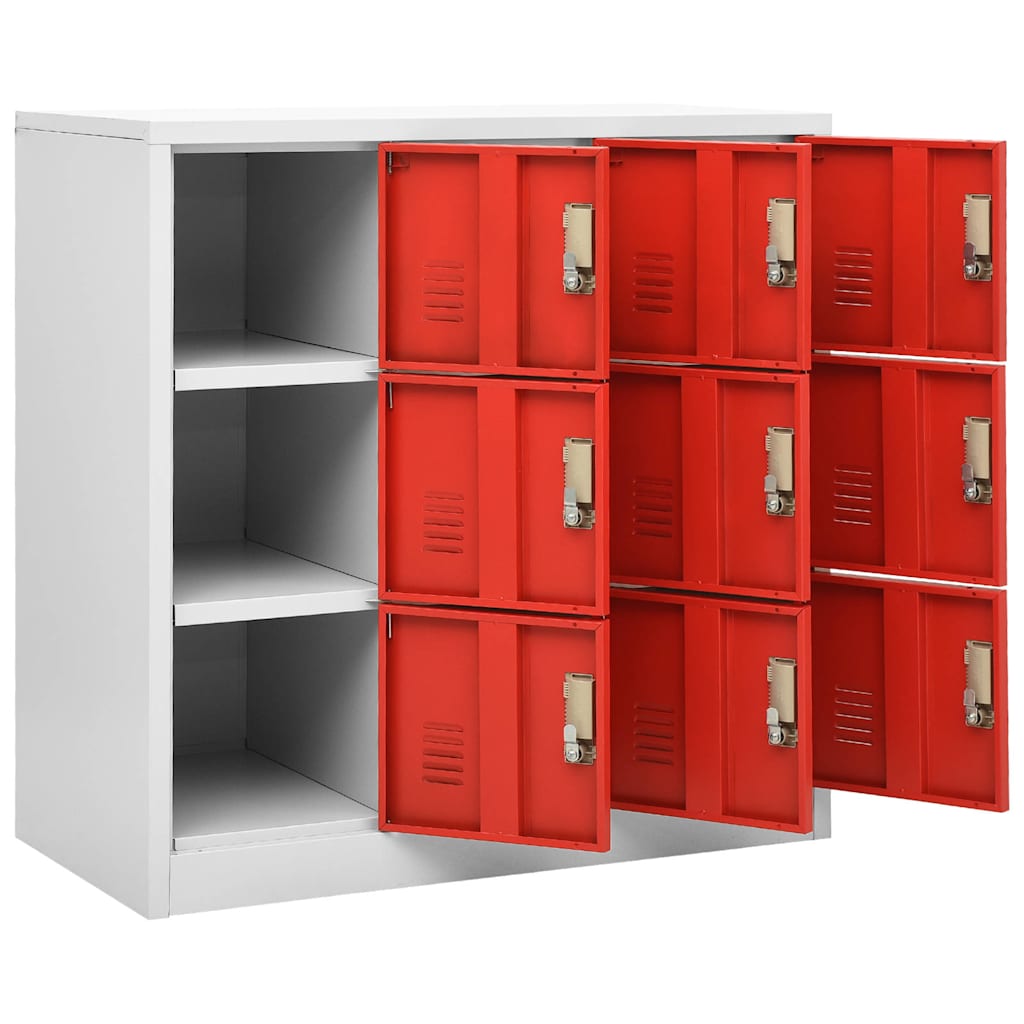 vidaXL Locker Cabinets 2 pcs Light Grey and Red 90x45x92,5 cm Steel 4