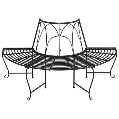 vidaXL Half Round Tree Bench 2 pcs Ø159 cm Black Steel 3