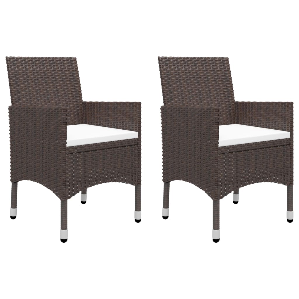 vidaXL 3 Piece Garden Dining Set with Cushions Brown 2