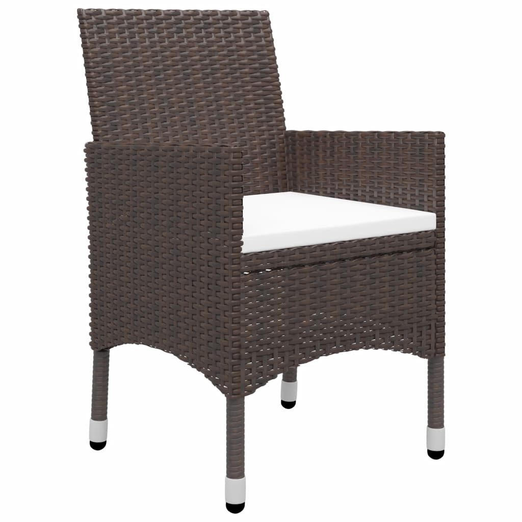vidaXL 3 Piece Garden Dining Set with Cushions Brown 3