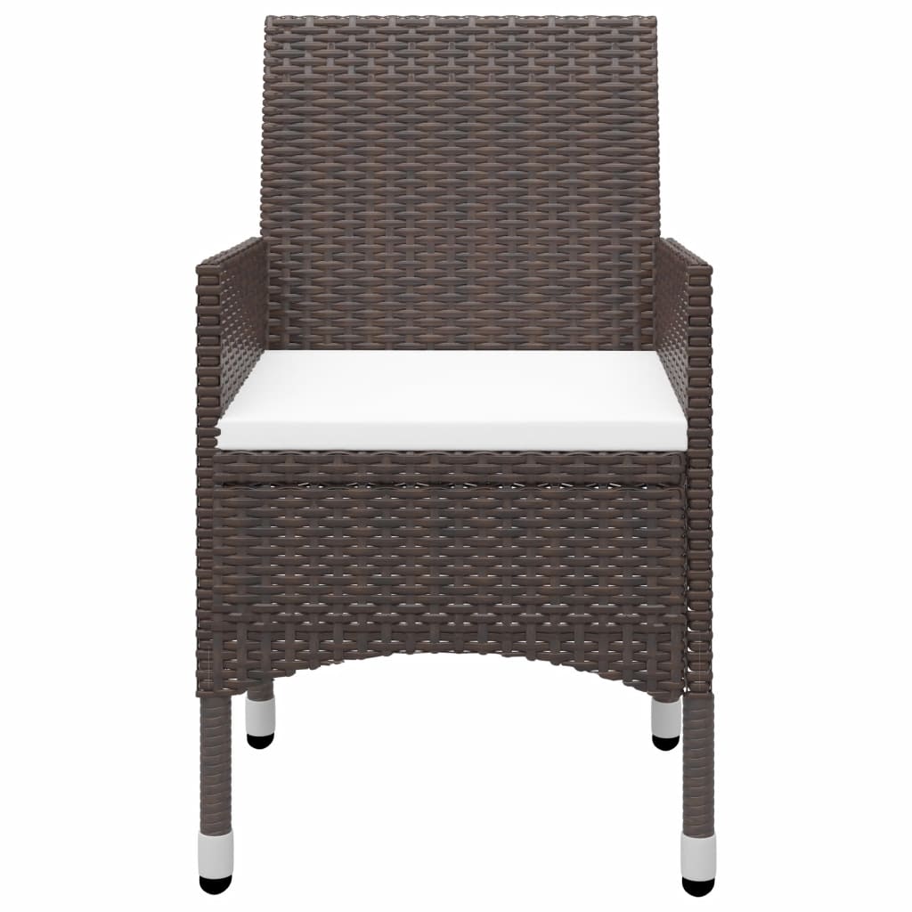 vidaXL 3 Piece Garden Dining Set with Cushions Brown 4