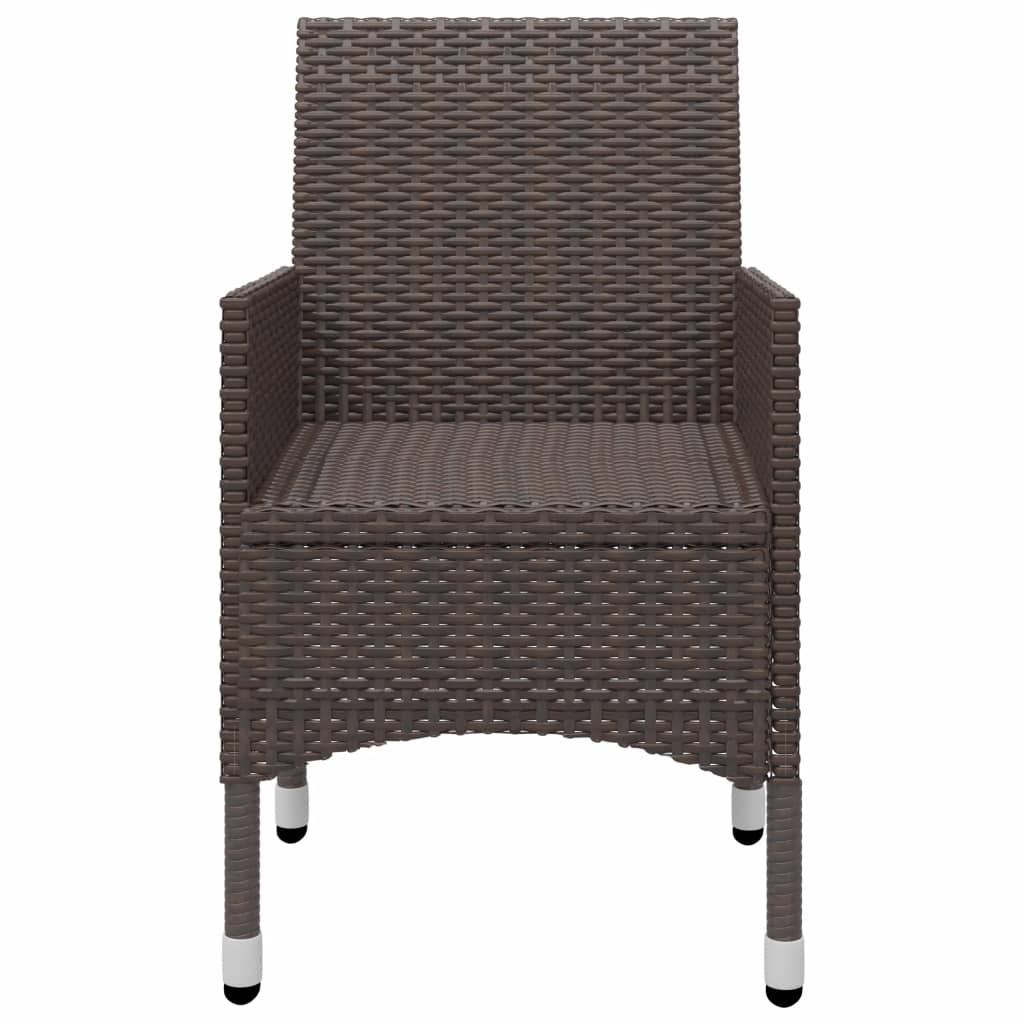 vidaXL 3 Piece Garden Dining Set with Cushions Brown 6