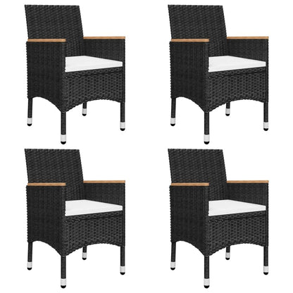 vidaXL 5 Piece Garden Dining Set with Cushions Black 2