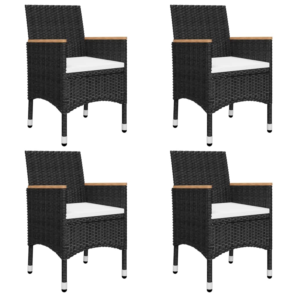 5 Piece Garden Dining Set with Cushions Black 85 cm table length 4
