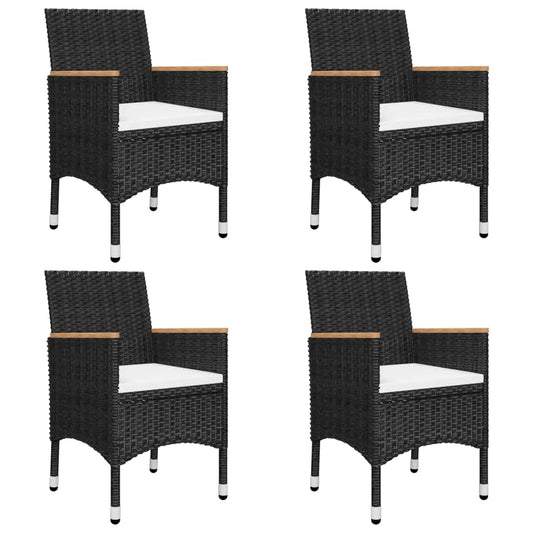 5 Piece Garden Dining Set with Cushions Black 85 cm table length 4