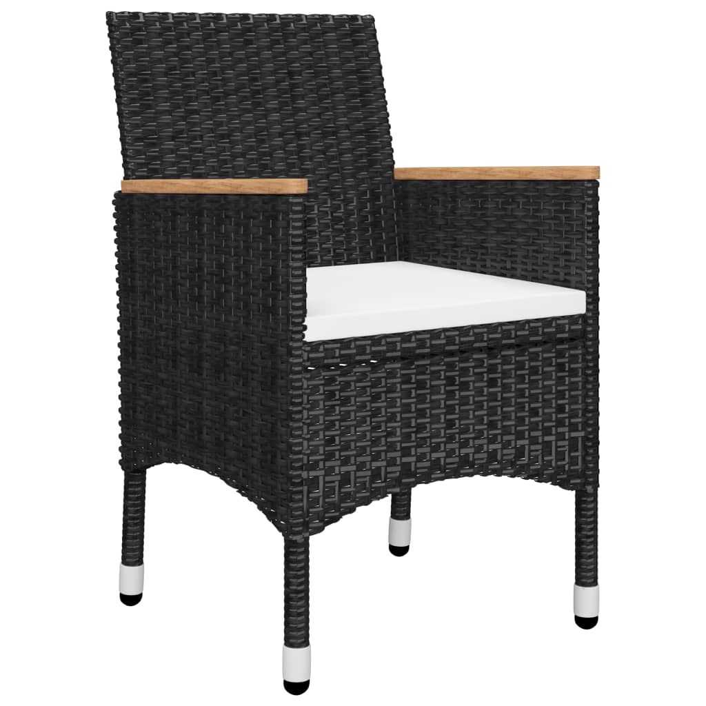 5 Piece Garden Dining Set with Cushions Black 85 cm table length 4