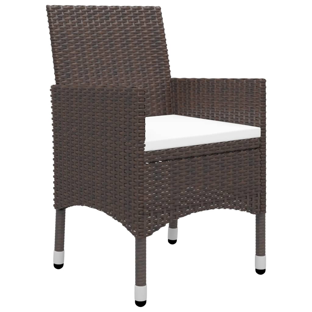 vidaXL 5 Piece Garden Dining Set with Cushions Brown 3