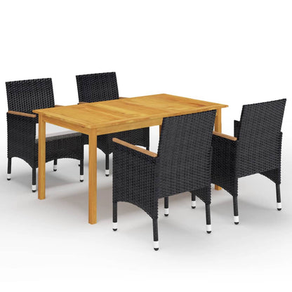 vidaXL 5 Piece Garden Dining Set with Cushions Black 1
