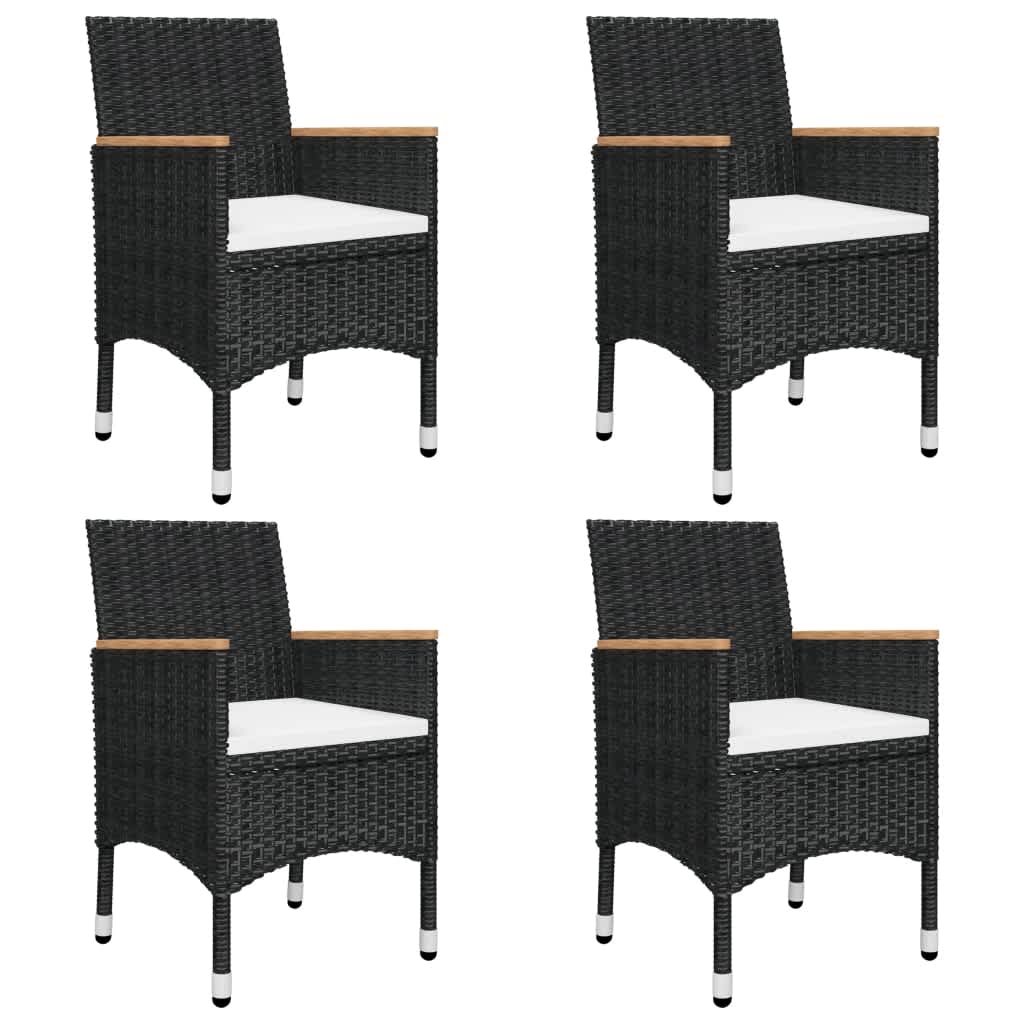 vidaXL 5 Piece Garden Dining Set with Cushions Black 2