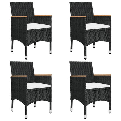 vidaXL 5 Piece Garden Dining Set with Cushions Black 2
