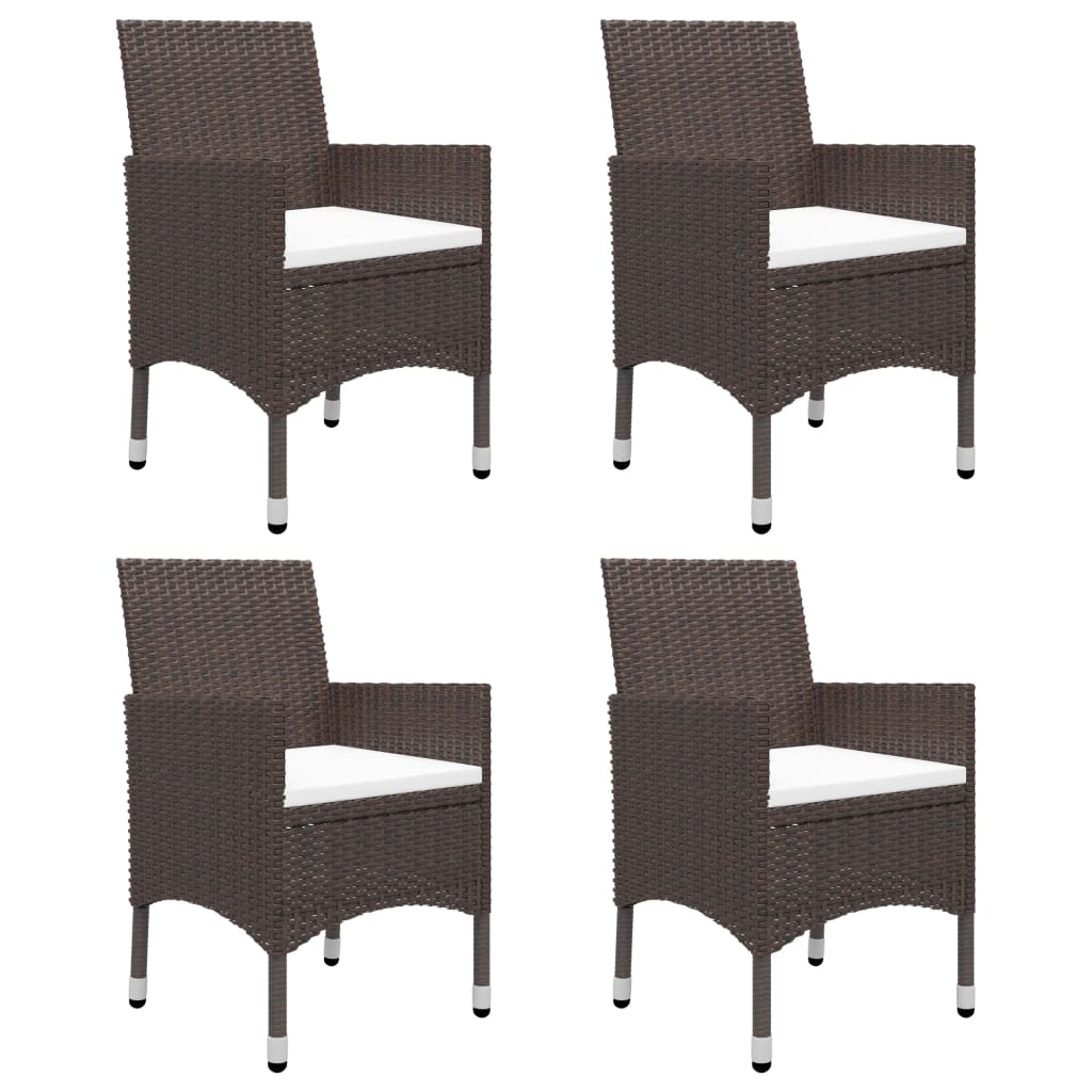 vidaXL 5 Piece Garden Dining Set with Cushions Brown 2