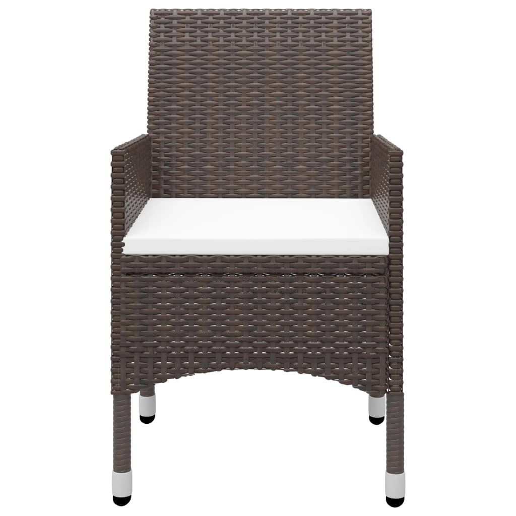 vidaXL 5 Piece Garden Dining Set with Cushions Brown 4