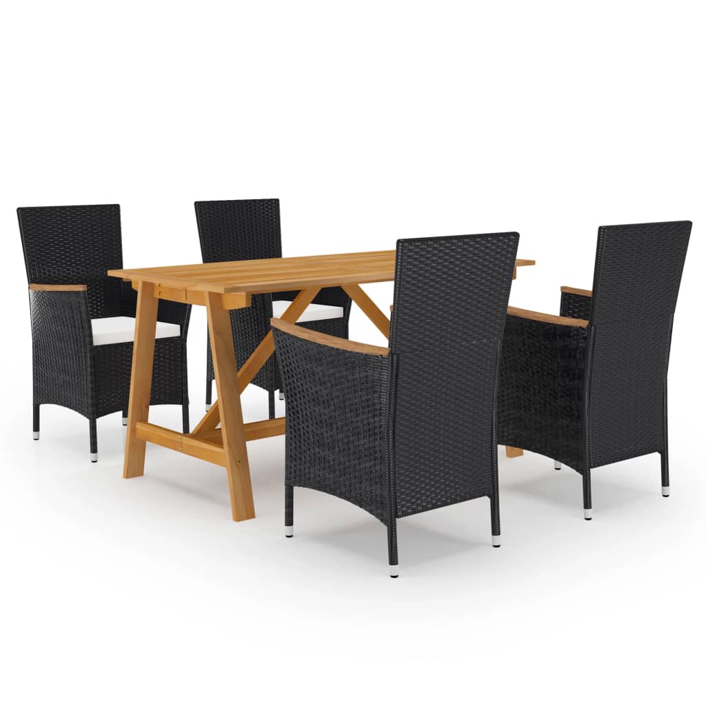 vidaXL 5 Piece Garden Dining Set with Cushions Black 1