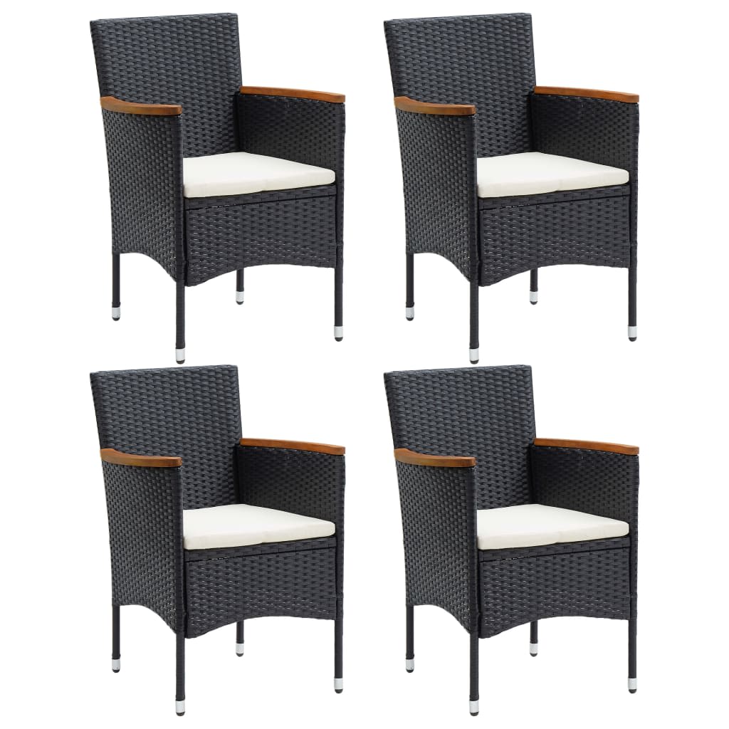 vidaXL 5 Piece Garden Dining Set with Cushions Black 2