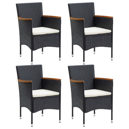 5 Piece Garden Dining Set with Cushions Black 140 cm table length