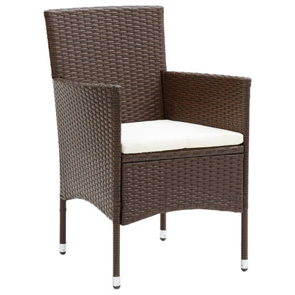 vidaXL 3 Piece Garden Bistro Set Poly Rattan and Tempered Glass Brown 3