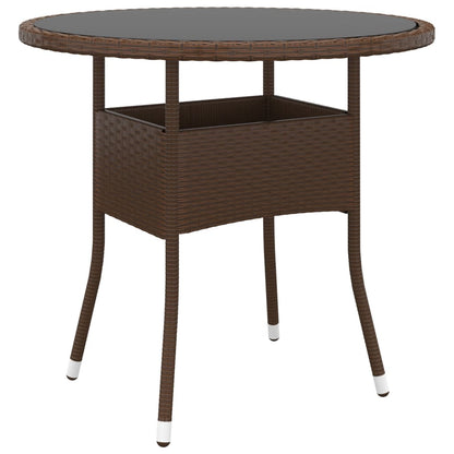 vidaXL 3 Piece Garden Bistro Set Poly Rattan and Tempered Glass Brown 5