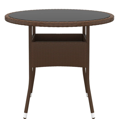 vidaXL 3 Piece Garden Bistro Set Poly Rattan and Tempered Glass Brown 6