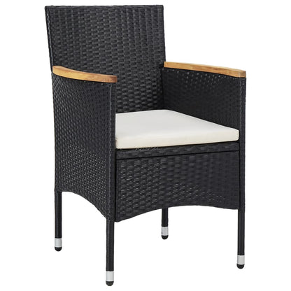 vidaXL 5 Piece Garden Dining Set Poly Rattan and Solid Wood Black 2