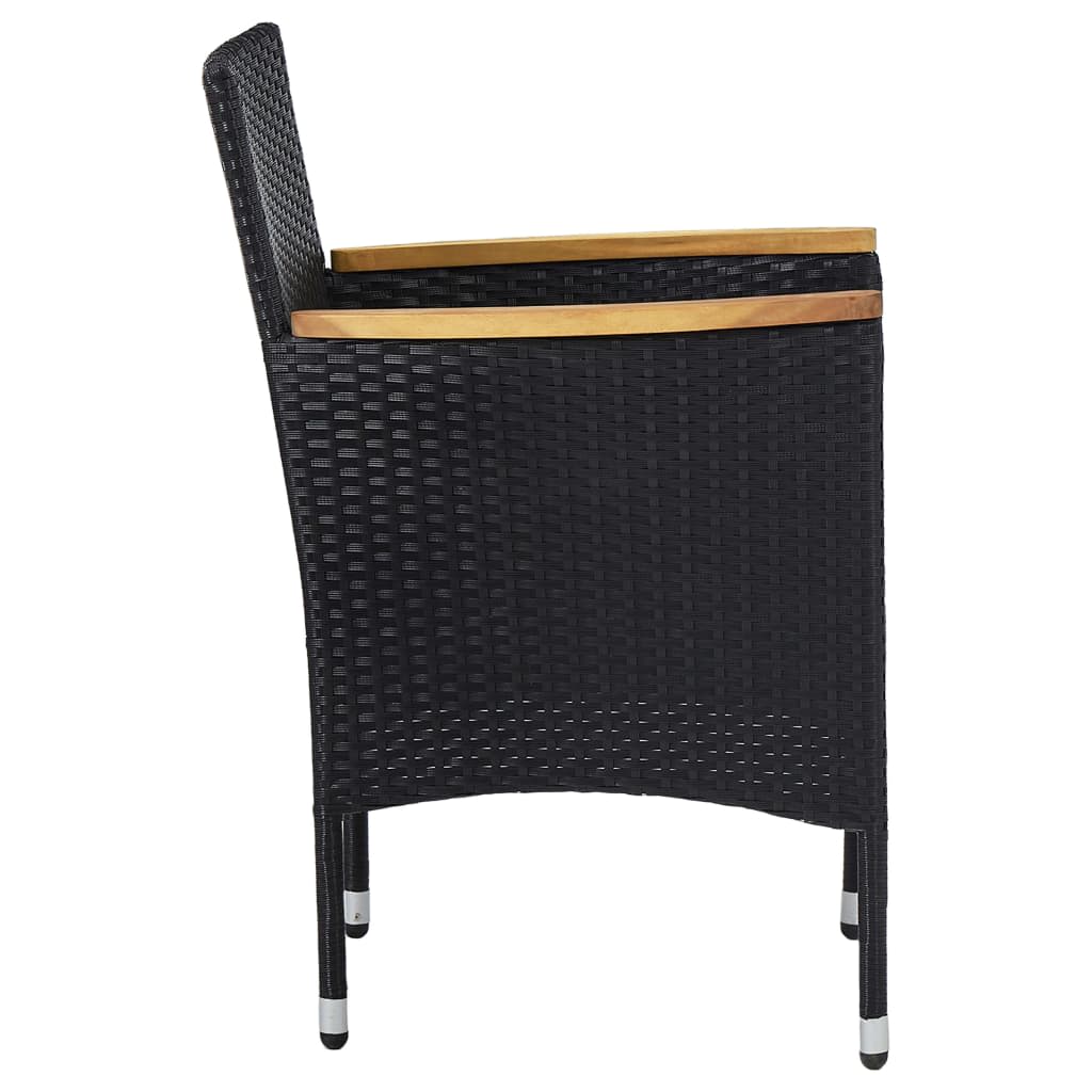 vidaXL 5 Piece Garden Dining Set Poly Rattan and Solid Wood Black 4