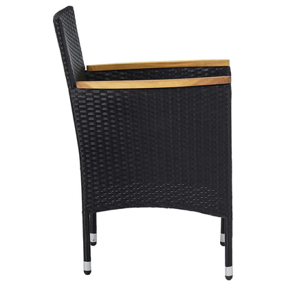 vidaXL 5 Piece Garden Dining Set Poly Rattan and Solid Wood Black 4