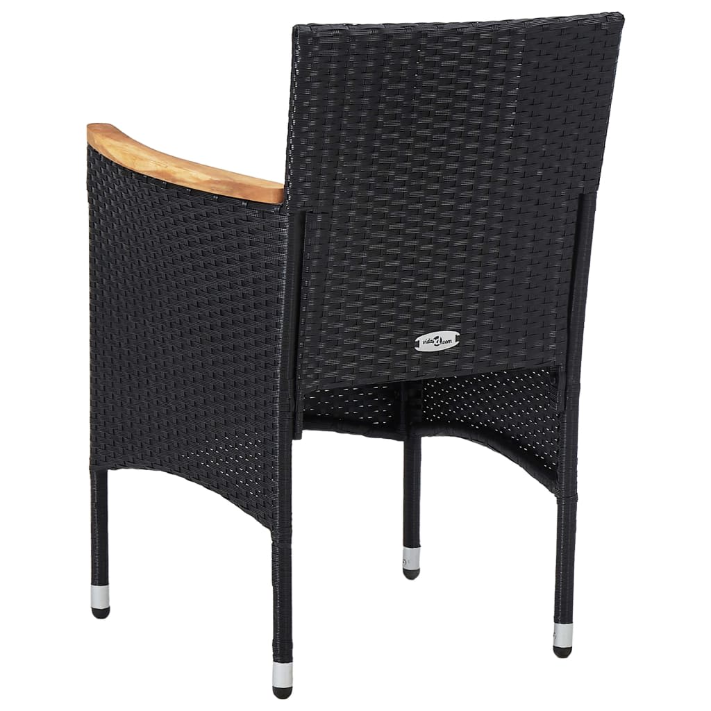 vidaXL 5 Piece Garden Dining Set Poly Rattan and Solid Wood Black 5