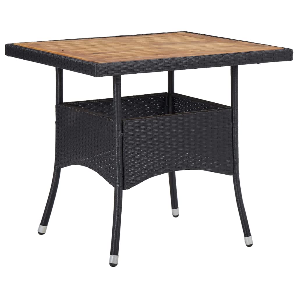 vidaXL 5 Piece Garden Dining Set Poly Rattan and Solid Wood Black 6