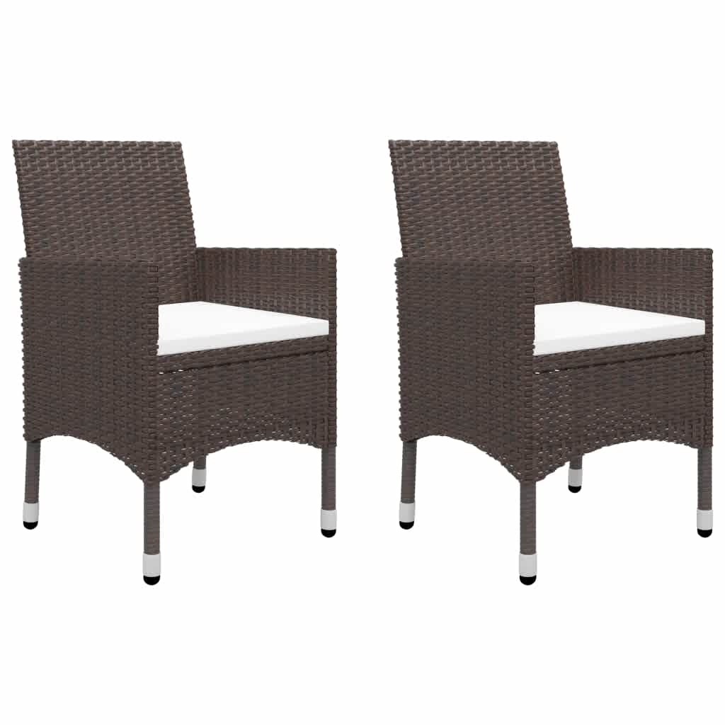 vidaXL 3 Piece Garden Bistro Set Poly Rattan and Tempered Glass Brown 3