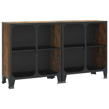 vidaXL Storage Cabinets 2 pcs Rustic Brown 72x36x82 cm Metal and MDF 2