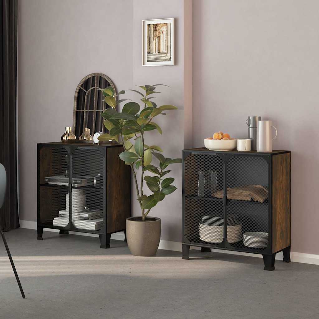 vidaXL Storage Cabinets 2 pcs Rustic Brown 72x36x82 cm Metal and MDF 1