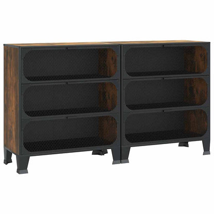 vidaXL Storage Cabinets 2 pcs Rustic Brown 72x36x82 cm Metal and MDF 2