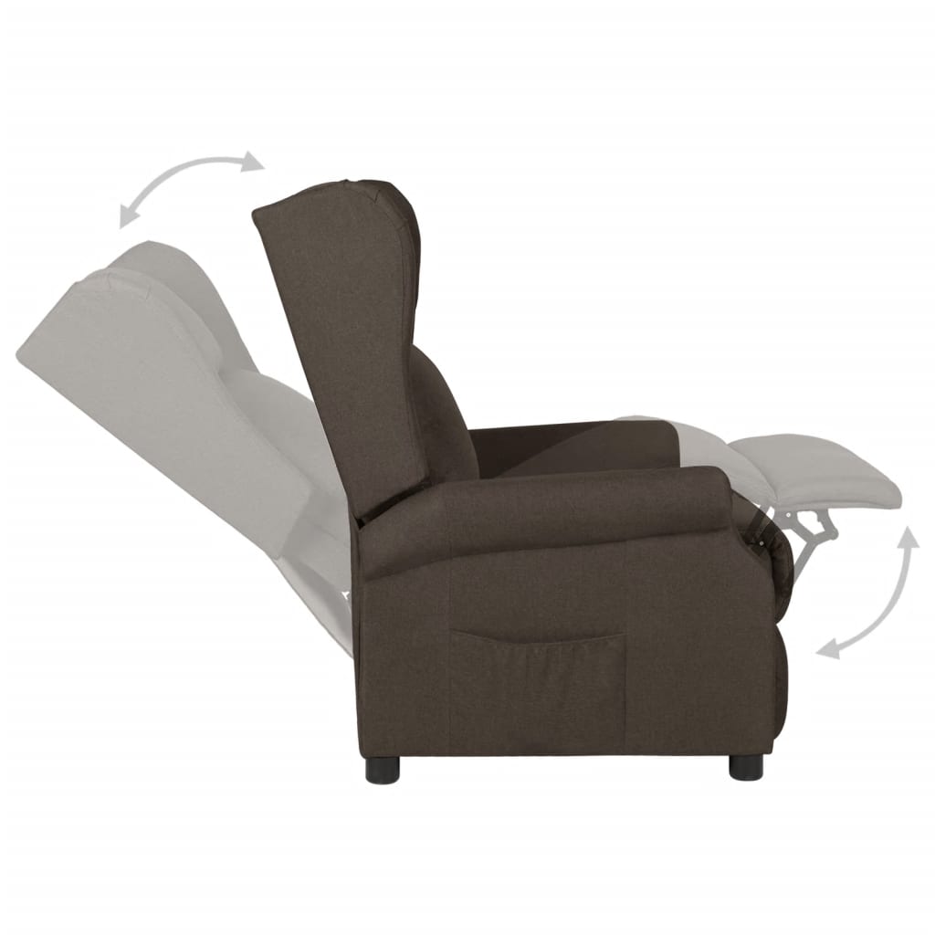 vidaXL Recliner Chair Dark Brown Fabric 6