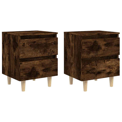 Bed Cabinet with Solid Pinewood Legs 40x35x50 cm Smoked oak 2