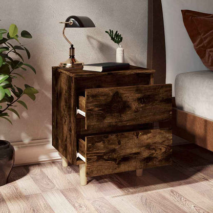 Bed Cabinet with Solid Pinewood Legs 40x35x50 cm Smoked oak 2