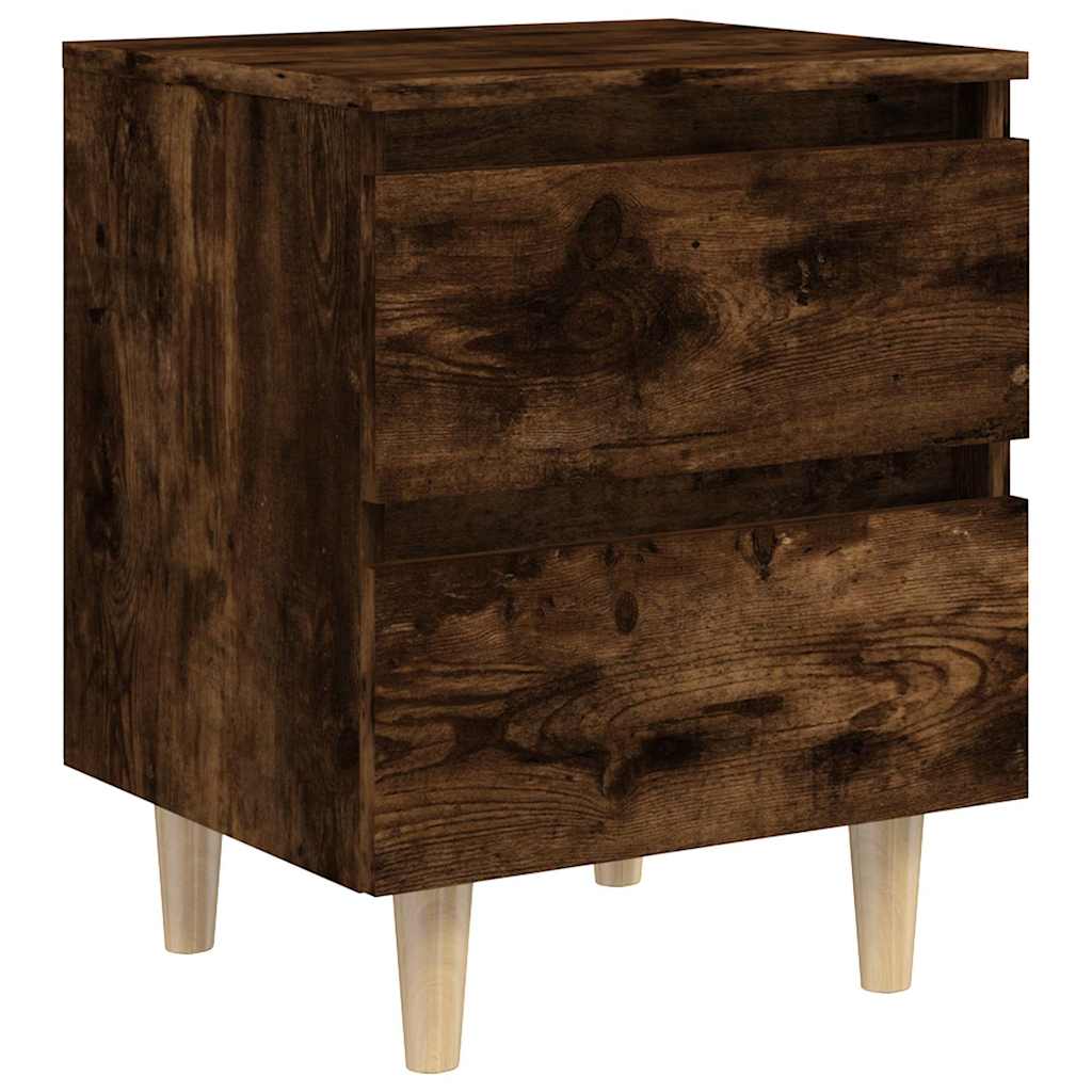 Bed Cabinet with Solid Pinewood Legs 40x35x50 cm Smoked oak 2