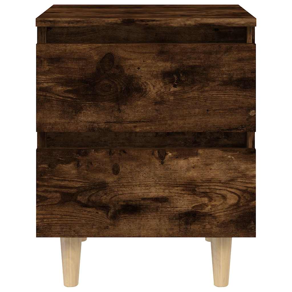 Bed Cabinet with Solid Pinewood Legs 40x35x50 cm Smoked oak 2