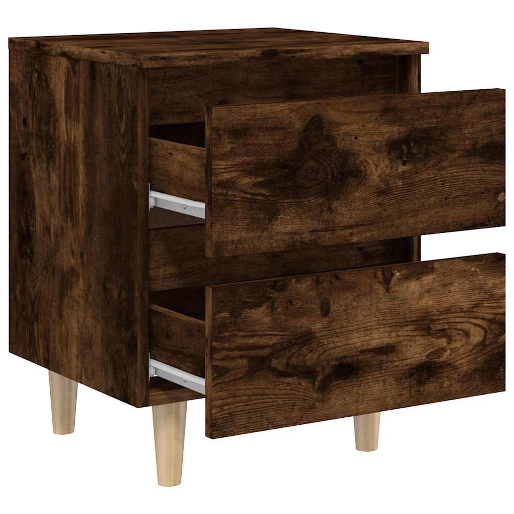 Bed Cabinet with Solid Pinewood Legs 40x35x50 cm Smoked oak 2