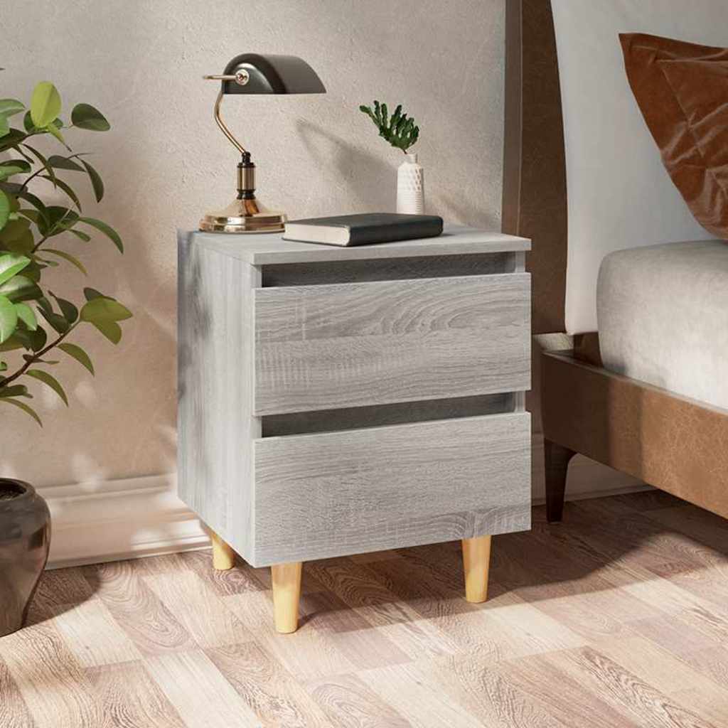 Bed Cabinet with Solid Pinewood Legs 40x35x50 cm Grey sonoma 2