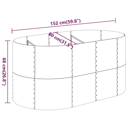 Garden Raised Bed Galvanised Steel Height 68 cm Silver 152 cm