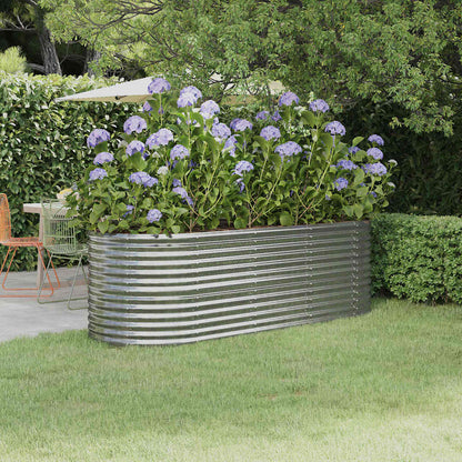 Garden Raised Bed Galvanised Steel Height 68 cm Silver 224 cm